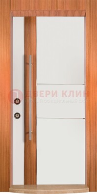 Белая входная дверь c МДФ панелью ЧД-09 в частный дом в Щербинке