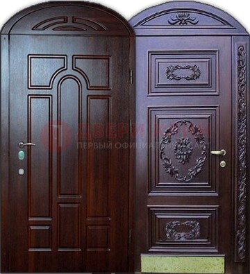 Стильная железная арочная дверь с декоративным элементом ДА-24 в Щербинке