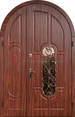Арочная двухстворчатая стальная дверь Винорит ДА-54 в Щербинке