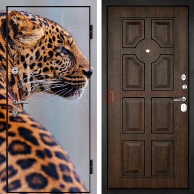 Металлическая дверь с фотопечатью леопарда ДФ-26 в Щербинке