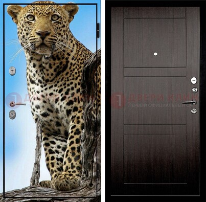 Железная дверь с рисунком гепарда снаружи ДФ-27 в Щербинке