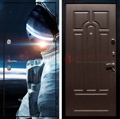 Стальная дверь с фотопечатью космонавта ДФ-4 в Щербинке