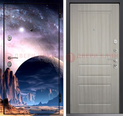 Железная дверь с фотопечатью космоса и планеты ДФ-50 в Щербинке