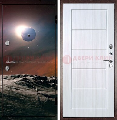 Стальная дверь с фотопечатью планет ДФ-8 в Щербинке