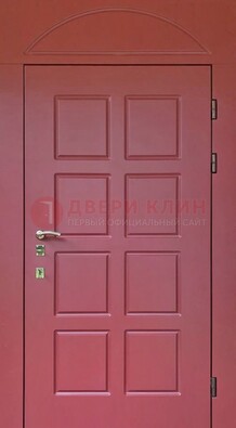 Красная стальная дверь с верхней фрамугой ДФГ-13 в Щербинке