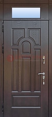 Железная дверь с фрамугой в коричневом цвете ДФГ-22 в Щербинке