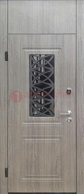 Металлическая дверь Винорит стекло и ковка с фрамугой ДФГ-33 в Щербинке