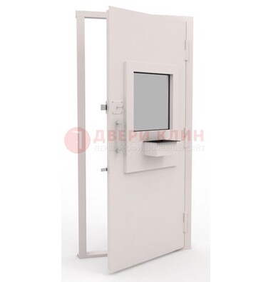 Белая металлическая дверь в кассу с нитроэмалью ДКС-4 в Щербинке