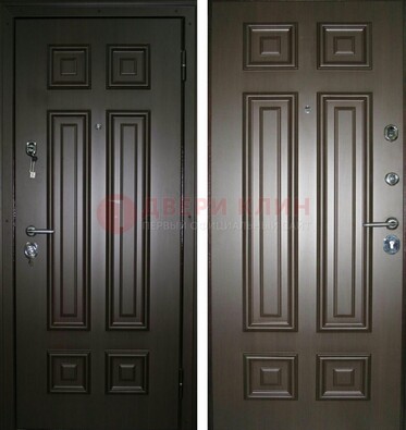 Темная металлическая дверь с МДФ ДМ-136 в квартиру в Щербинке