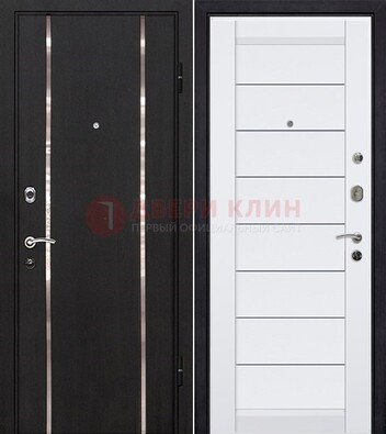 Черная входная дверь с МДФ и декоративными вставками ДМ-143 в Щербинке
