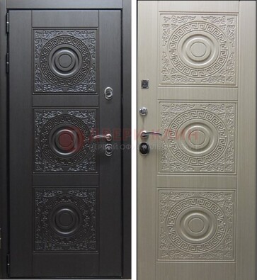 Темная стальная дверь с МДФ ДМ-161 для коттеджа в Щербинке