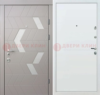 Светлая металлическая дверь с терморазрывом и МДФ панелью ДМ-190 в Щербинке