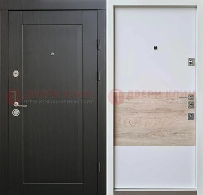 Черная металлическая дверь с белой МДФ внутри ДМ-230 в Щербинке