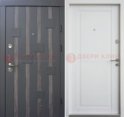 Темная металлическая дверь c белом МДФ внутри ДМ-231 в Щербинке