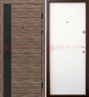 Коричневая входная дверь с черной вставкой МДФ ДМ-239 в Щербинке