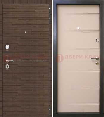 Коричневая  железная дверь c фрезерованной МДФ ДМ-248 в Щербинке