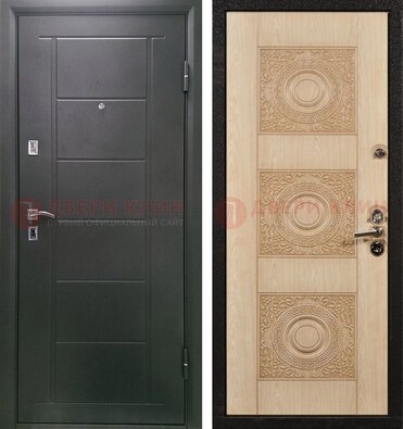 Темная железная дверь с МДФ в квартиру ДМ-344 в Щербинке