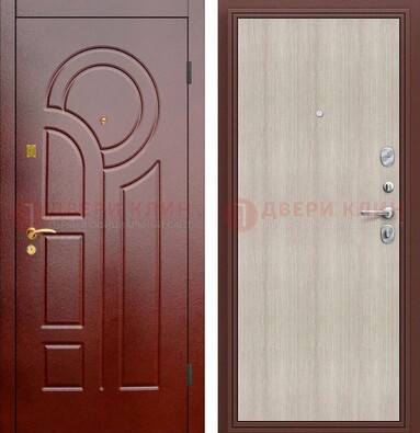 Красная металлическая дверь с МДФ панелями ДМ-368 в Щербинке
