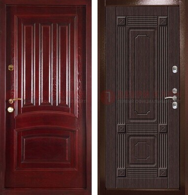 Красная стальная дверь с филенчатой МДФ ДМ-398 в Щербинке