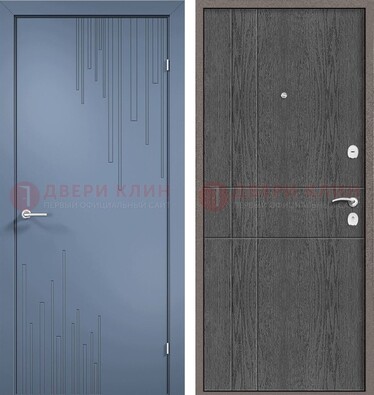 Синяя металлическая дверь МДФ в квартиру ДМ-434 в Щербинке