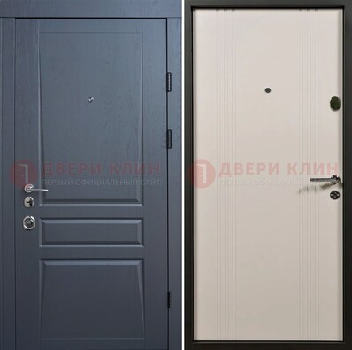 Темно-серая стальная дверь с МДФ хайтек ДМ-481 в Щербинке