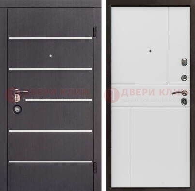 Темная стальная дверь с белыми вставками с МДФ ДМ-482 в Щербинке