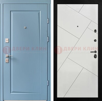 Синяя железная дверь с МДФ панелями ДМ-491 в Щербинке