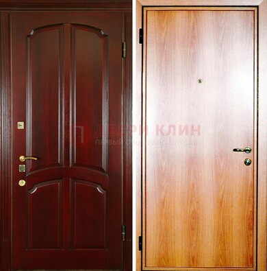 Темная железная дверь с массивом дуба ДМД-13 в Щербинке
