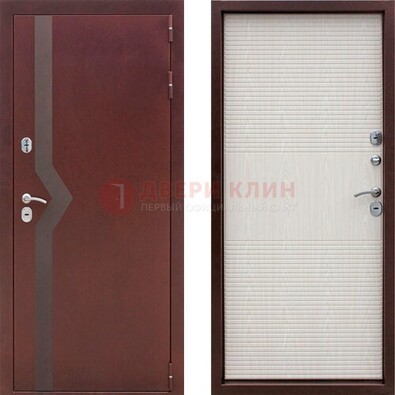 Бордовая металлическая дверь с порошковым напылением ДП-100 в Щербинке