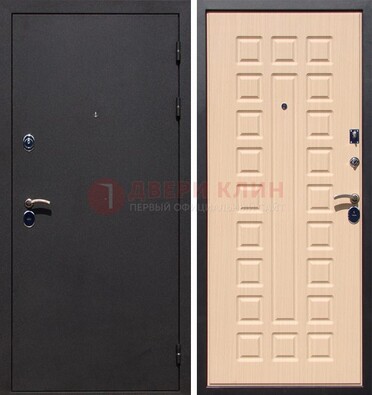 Черная стальная дверь с порошковым окрасом МДФ внутри ДП-102 в Щербинке