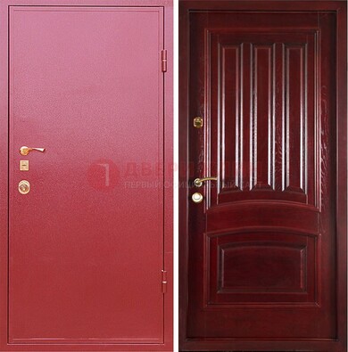 Красная металлическая дверь с порошковым напылением ДП-165 в Щербинке
