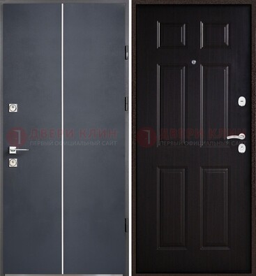 Железная дверь с порошковым покрытием и отделкой Темный орех внутри ДП-211 в Щербинке