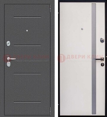 Железная дверь с порошковым напылением и белой МДФ ДП-212 в Щербинке