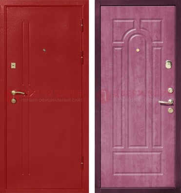 Красная входная дверь с порошковым напылением ДП-240 в Щербинке