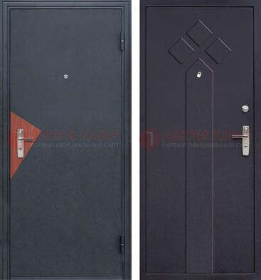 Черная входная дверь с порошковым напылением и узором внутри ДП-241 в Щербинке