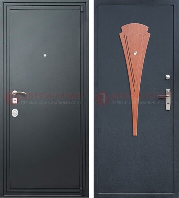 Черная железная дверь с порошковым покрытием и накладкой МДФ внутри ДП-245 в Щербинке