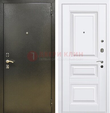Железная темно-серая дверь с порошковым напылением и белой МДФ ДП-274 в Щербинке