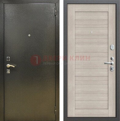 Стальная темно-серая дверь с порошковой отделкой и МДФ панелью ДП-278 в Щербинке