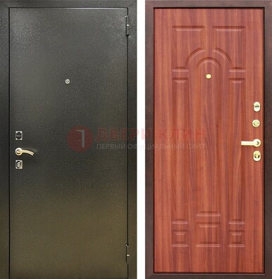 Входная темно-серая дверь с порошковой отделкой и МДФ Миланский орех ДП-281 в Щербинке
