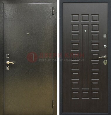 Темно-серая железная дверь с порошковым покрытием и МДФ Венге ДП-287 в Щербинке