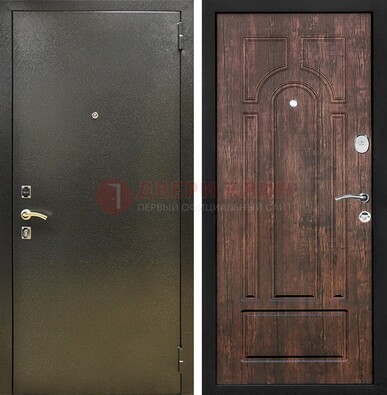 Темно-серая металлическая дверь с порошковым покрытием и МДФ коричневая ДП-292 в Щербинке