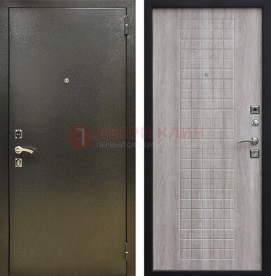 Железная темная дверь с порошковым покрытием и филенчатой МДФ ДП-297 в Щербинке