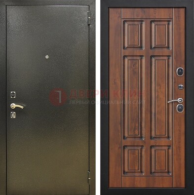 Металлическая входная темная дверь с порошковым напылением и МДФ ДП-299 в Щербинке