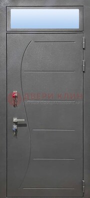 Чёрная входная дверь с порошковым окрасом и стеклом ДП-313 в Щербинке