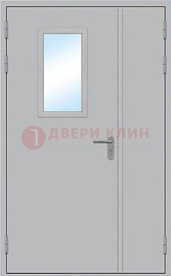 Белая входная техническая дверь со стеклянной вставкой ДПП-10 в Щербинке