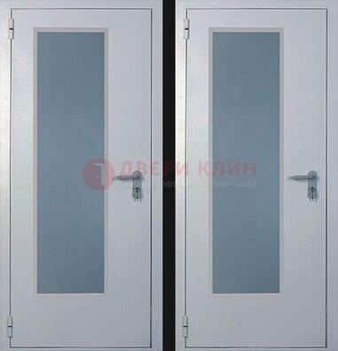 Белая металлическая противопожарная дверь с декоративной вставкой ДПП-5 В Ижевске