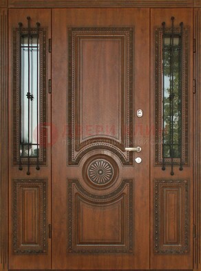 Парадная распашная стальная дверь Винорит со стеклом ДПР-106 в Щербинке