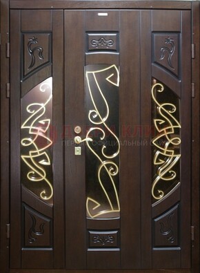 Парадная дверь со стеклом и ковкой ДПР-1 в каркасный дом в Щербинке