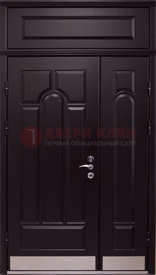 Парадная дверь с металлическими вставками ДПР-47 и фрамугой в Щербинке