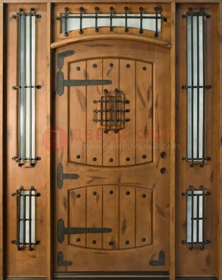 Парадная дверь с коваными элементами ДПР-68 в коттедж в Щербинке
